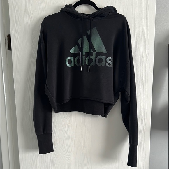 adidas Sweaters - Adidas Black Cropped Sweatshirt with Logo